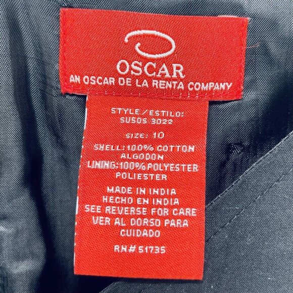 Oscar By Oscar De La Renta Dress Size 10 Women’s Black Eyelet Floral - Picture 2 of 9